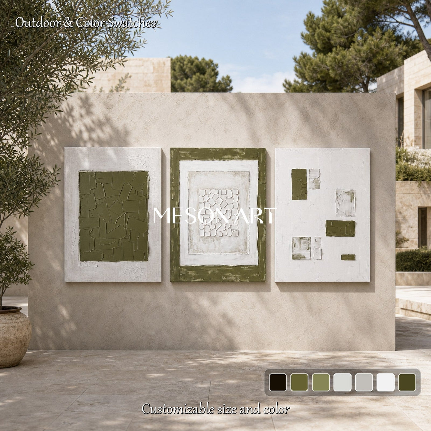 Olive Silence Triptych #TX703