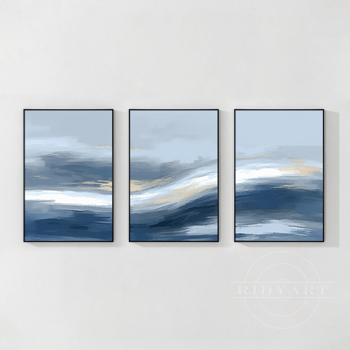 Triptych Blue and Gold Painting
