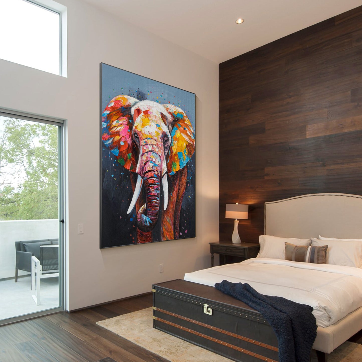 Luxury Colorful Elephant Wildlife Oil Painting