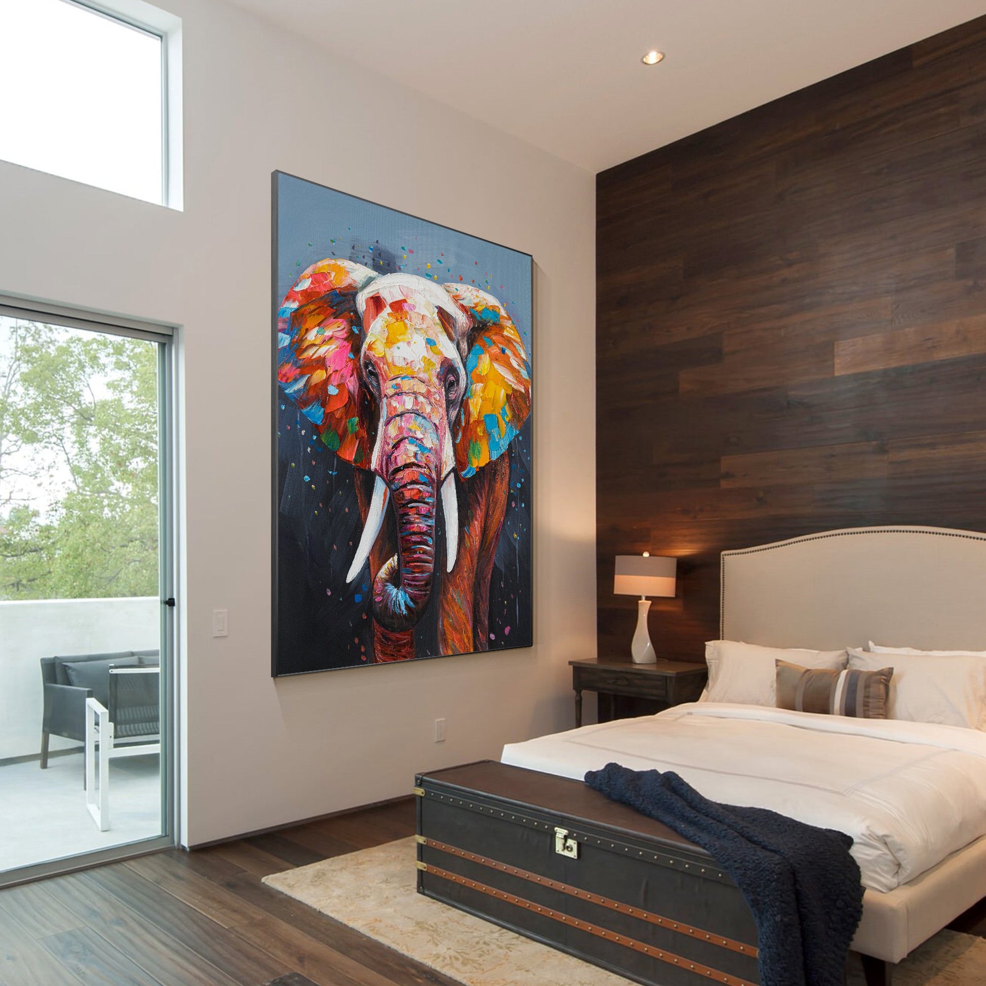 Luxury Colorful Elephant Wildlife Oil Painting