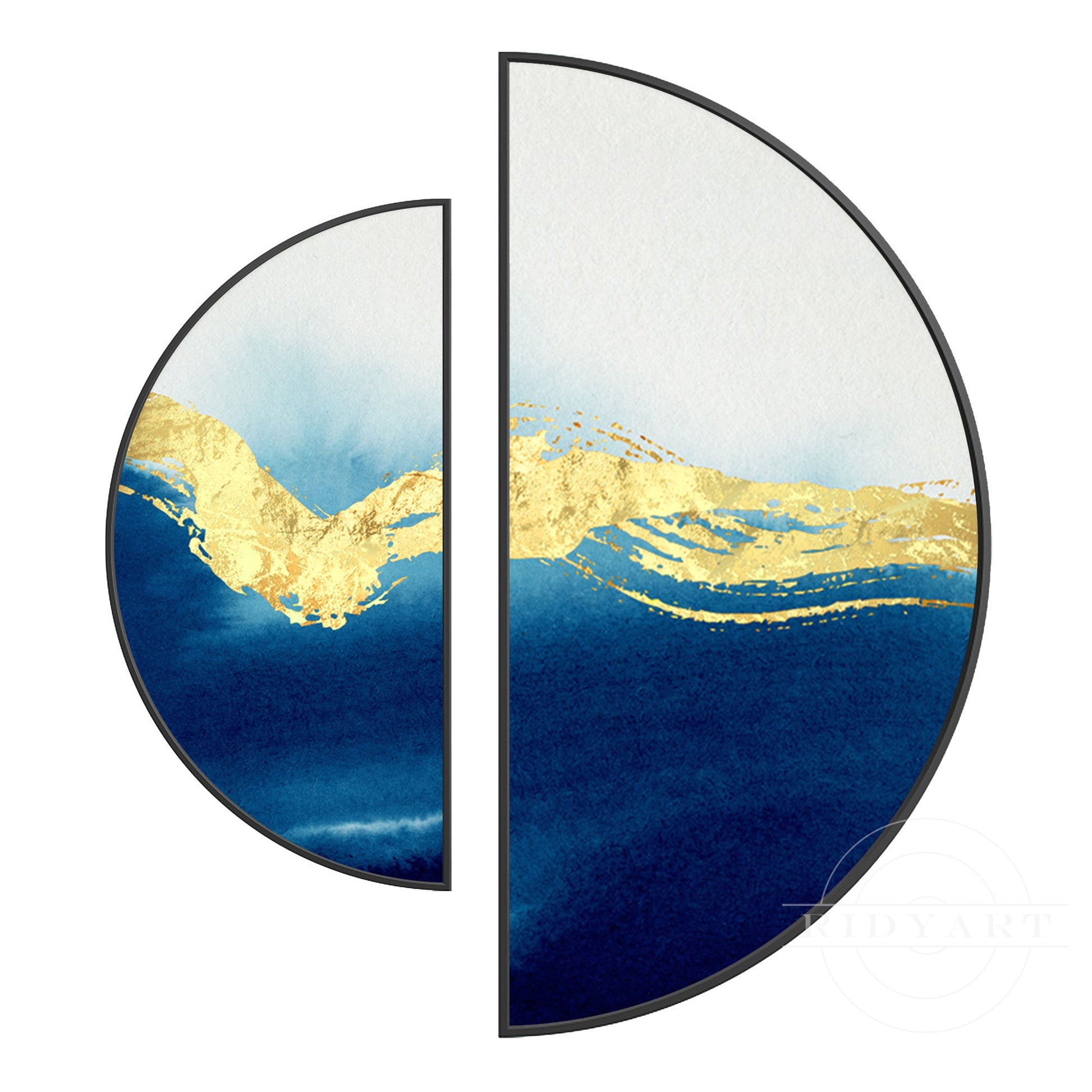Navy and Gold Round Painting