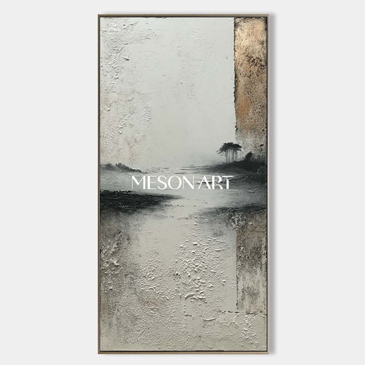 3D Large Gray Minimalist Painting Gray Abstract Canvas Art Wall Decor