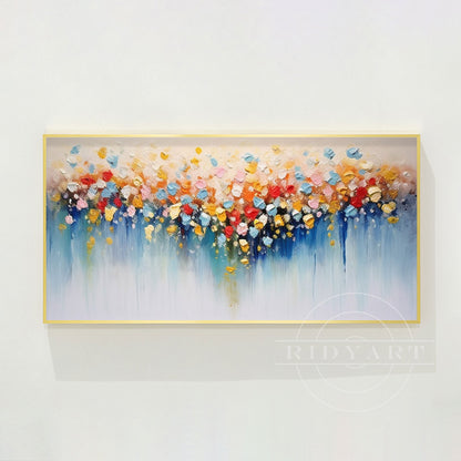 Colorful Abstract Flowers Painting - 3D Large Wall Art