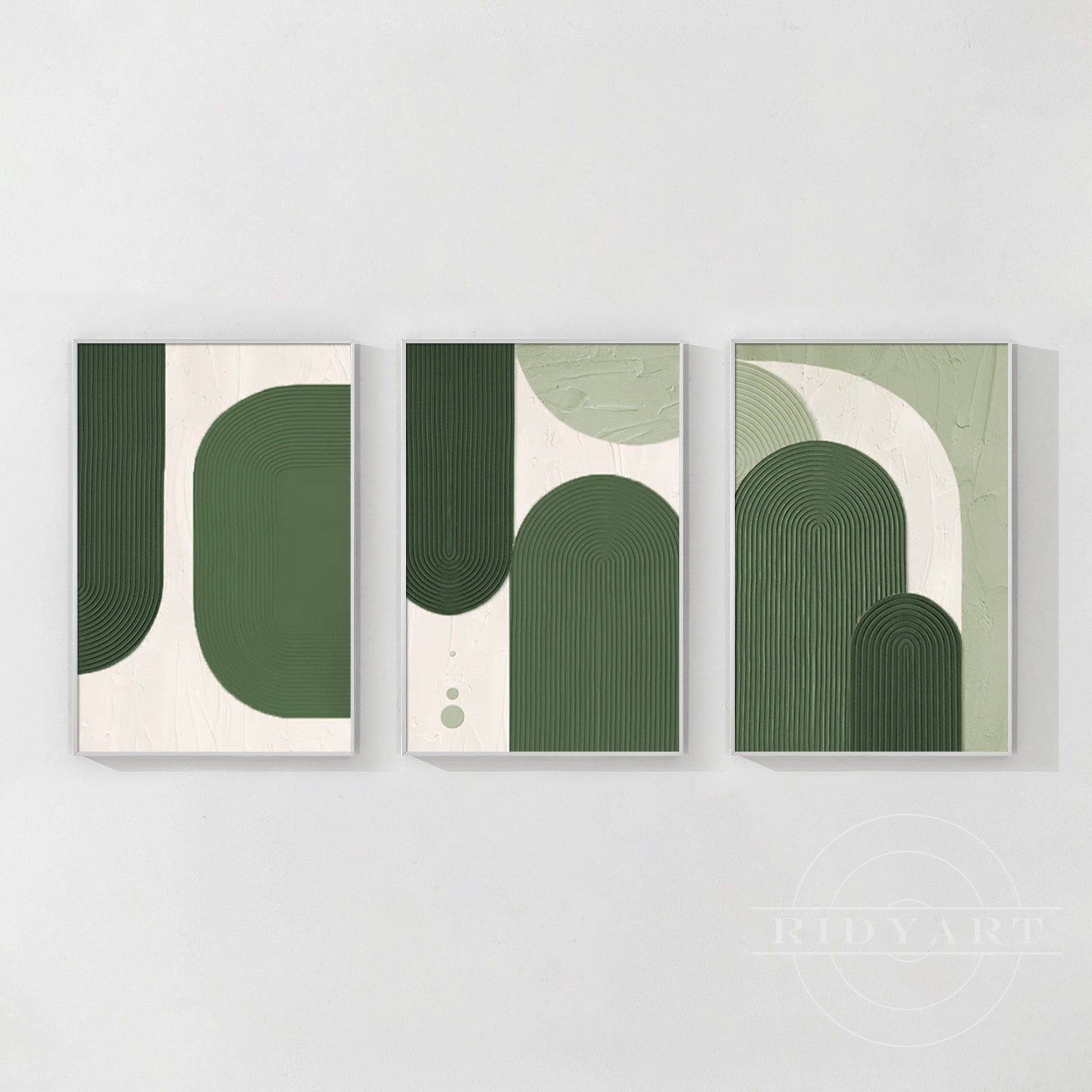 Triptych Sage green Textured art