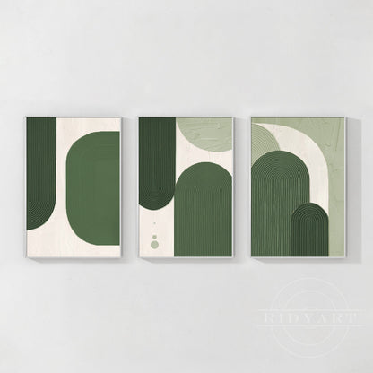 Triptych Sage green Textured art