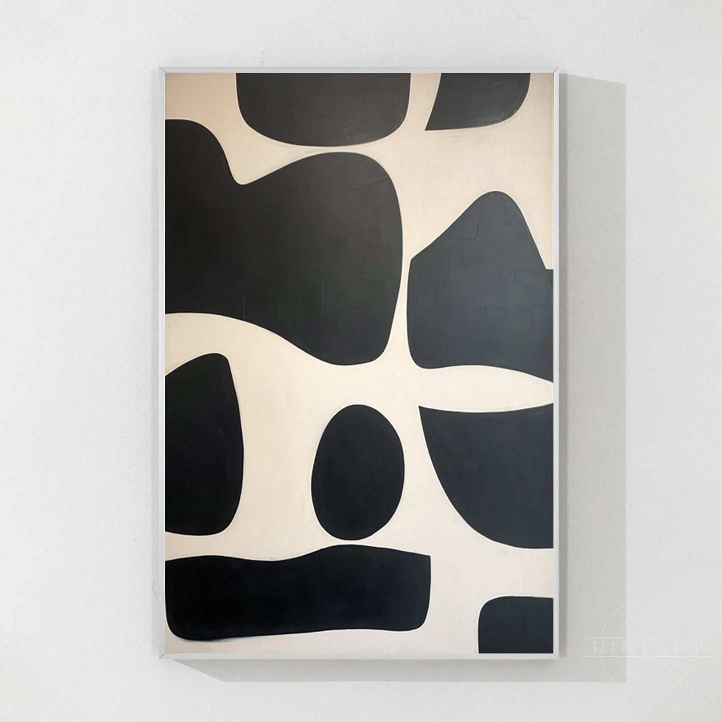 Black Beige Geometric Organic Shape Painting