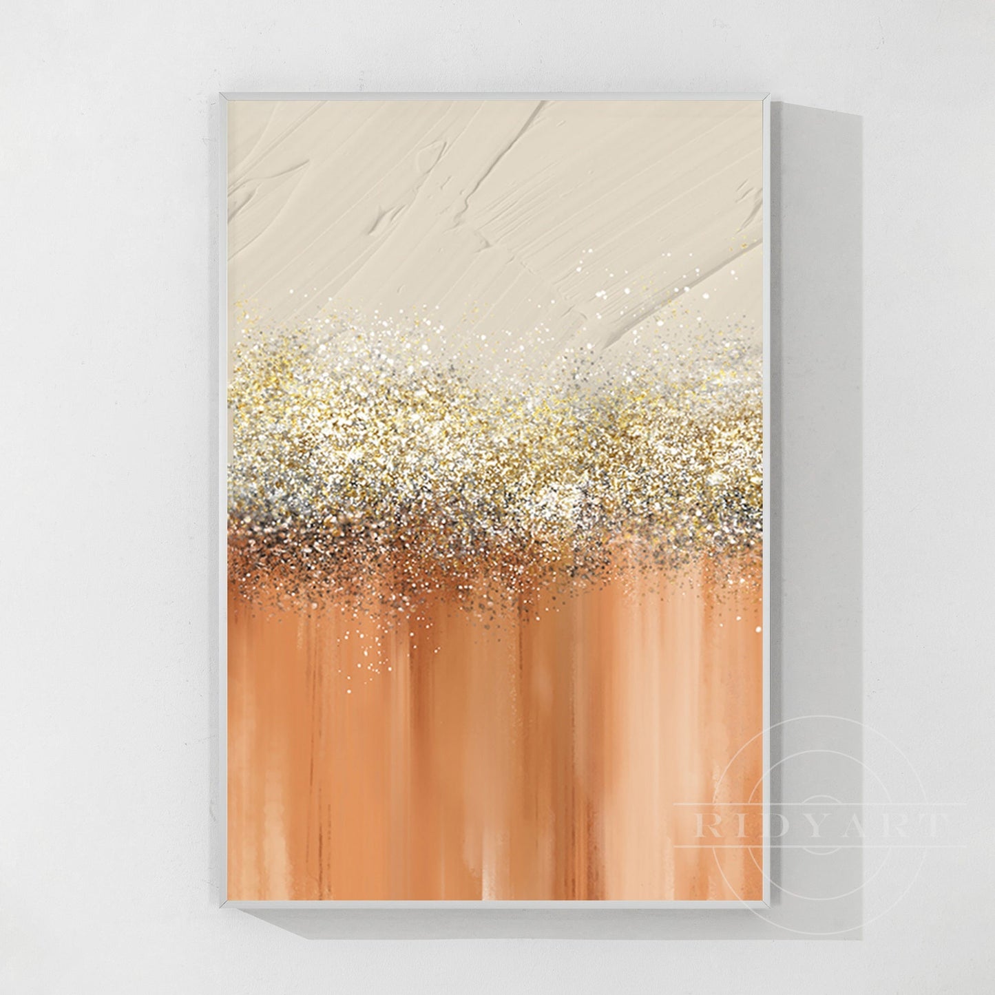 Orange Gold Silver wall art