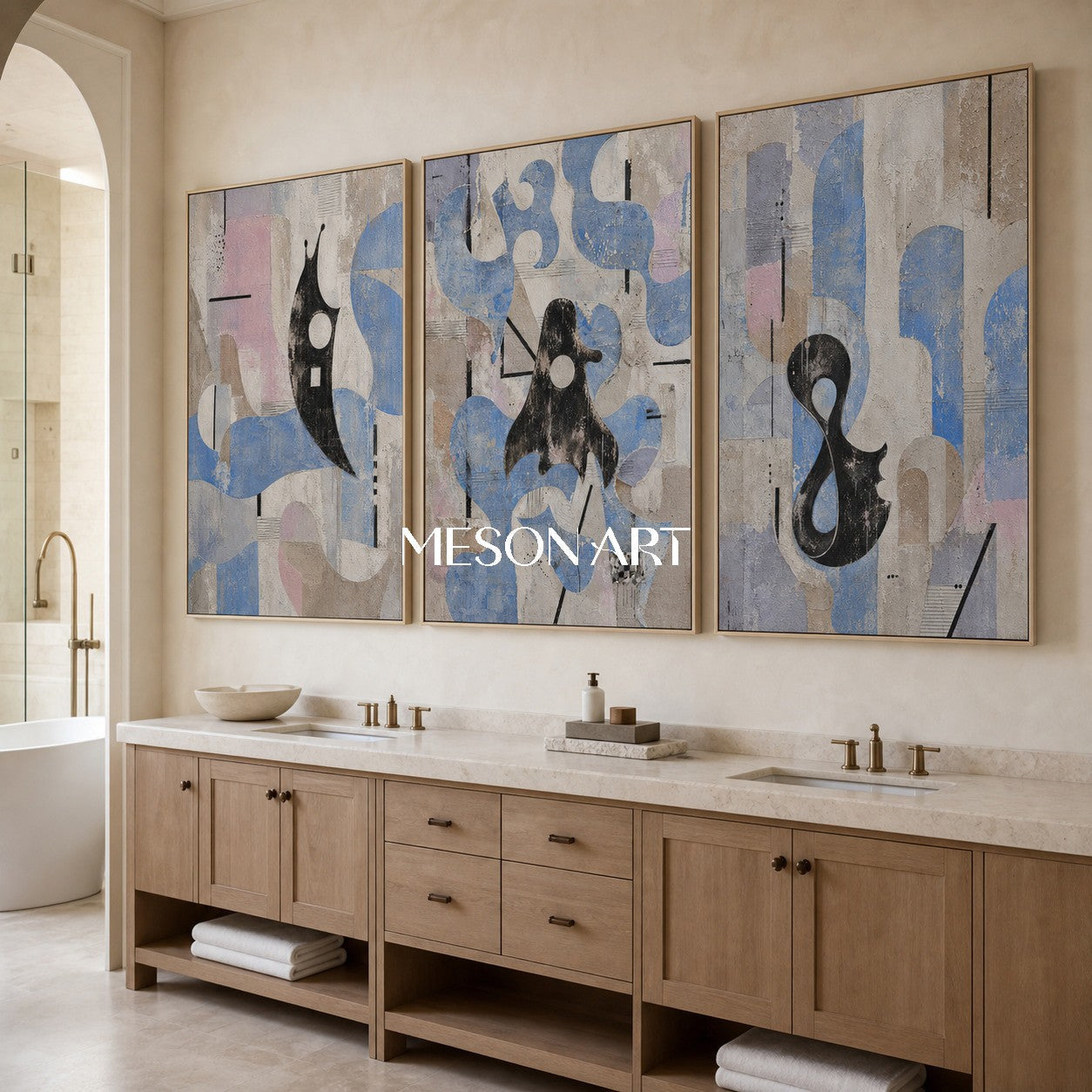Ethereal Geometry Triptych #CSQ096