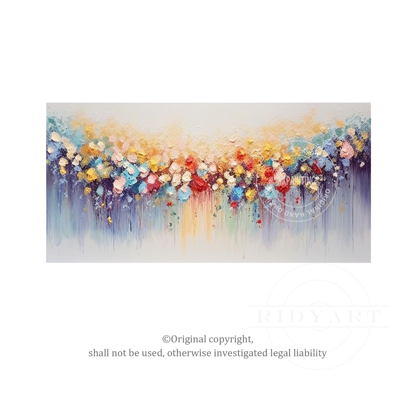Colorful Abstract Flower Painting - 3D Textured Large Wall Art
