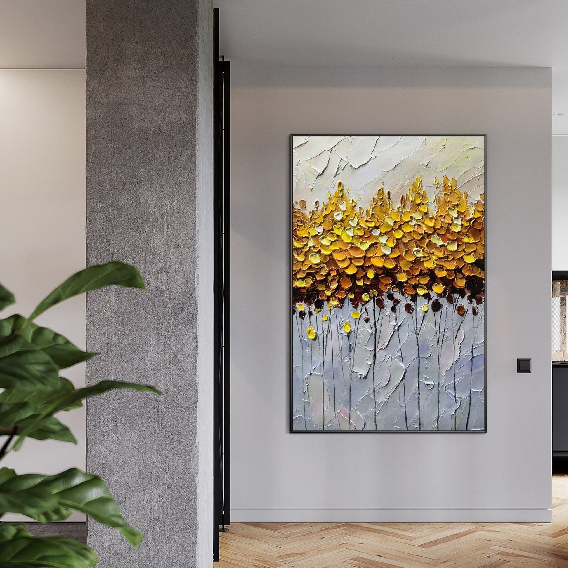 Gold Tree Painting Vertical Frame Art