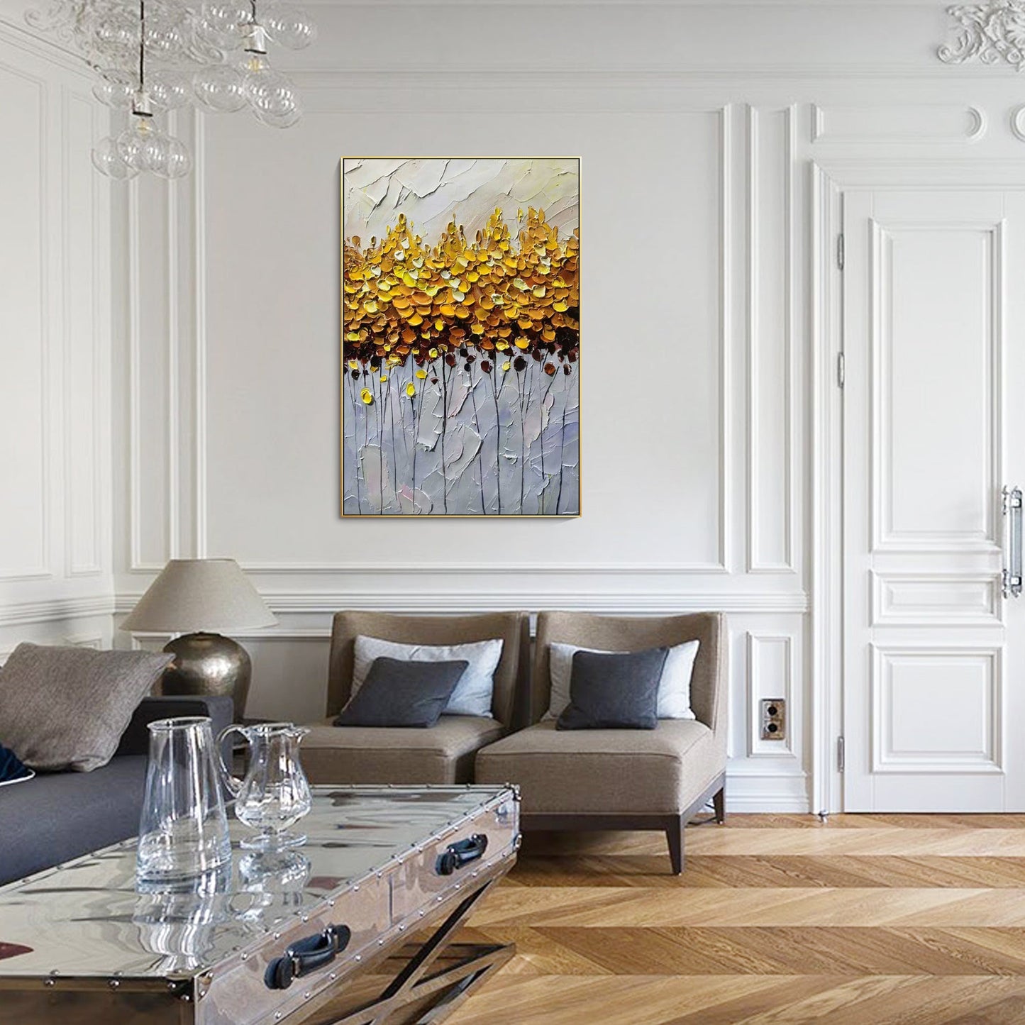 Gold Tree Painting Vertical Frame Art