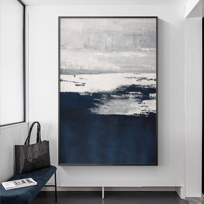 Navy Blue Ocean Abstract Art Oil Painting