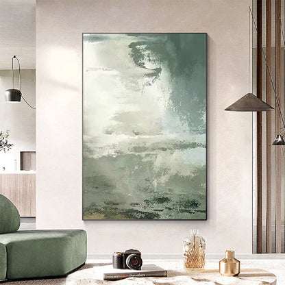 Cloud Abstract Painting Green Wall Art