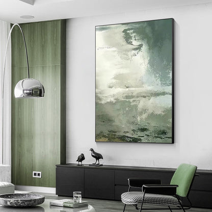 Cloud Abstract Painting Green Wall Art