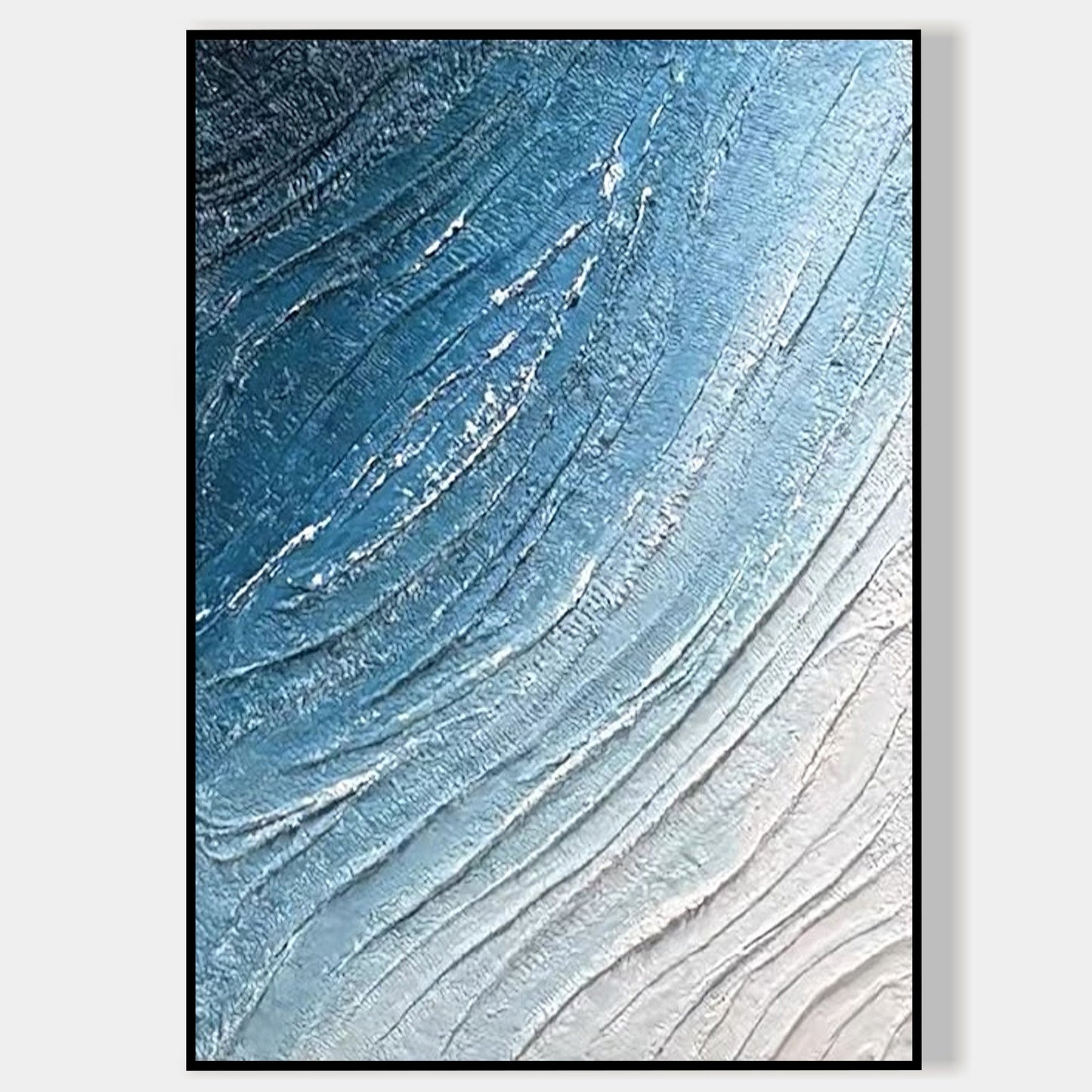 Minimalist Blue Sea Painting Framed