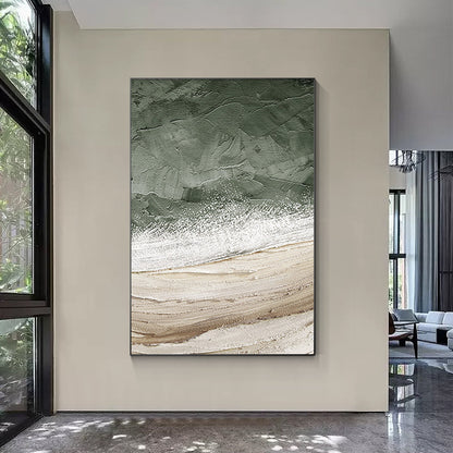 Beach Abstract Oil Painting Large Vertical Art