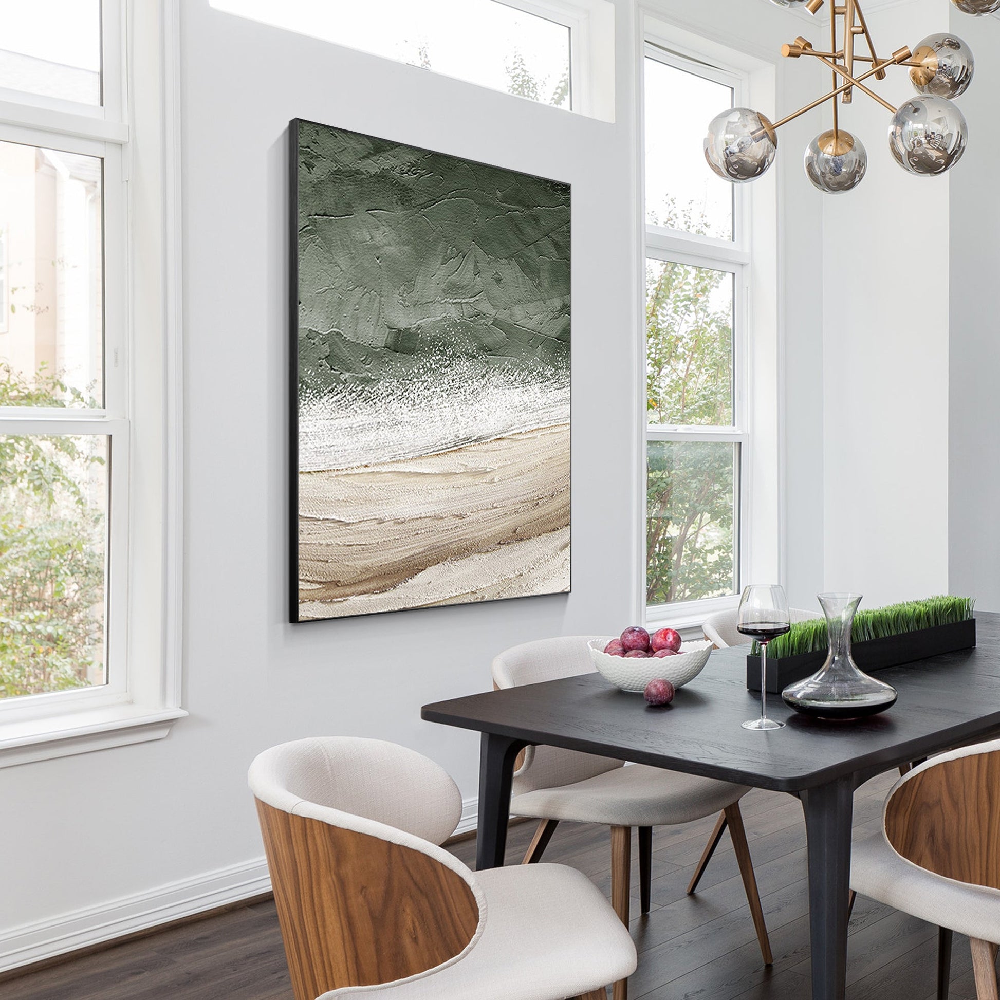 Beach Abstract Oil Painting Large Vertical Art
