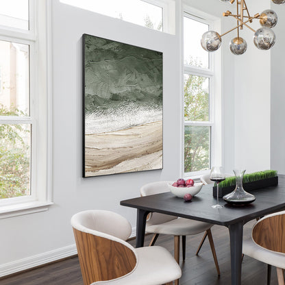 Beach Abstract Oil Painting Large Vertical Art