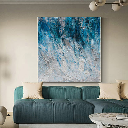 Teal Abstract Minimalist Painting Framed