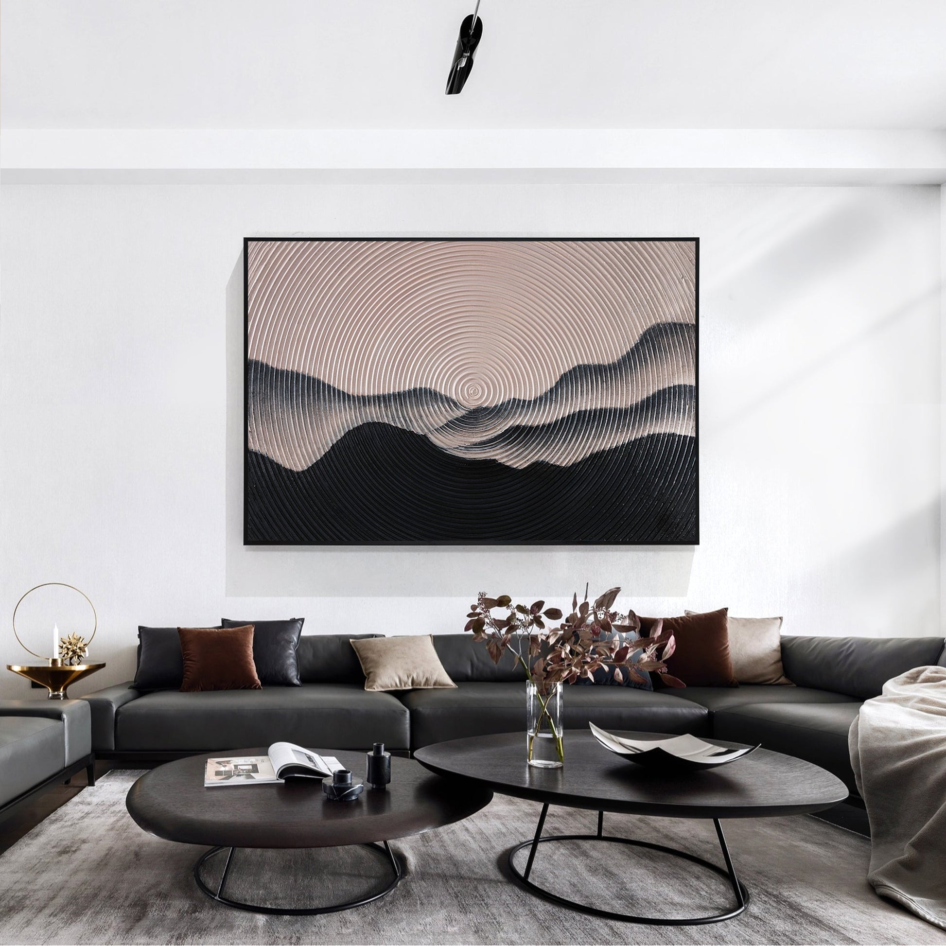 Mountain Landscape Painting Circle Wall Art