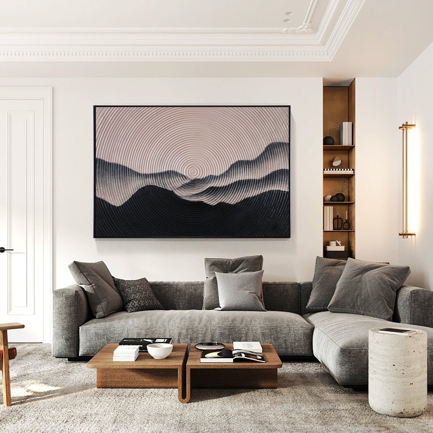Mountain Landscape Painting Circle Wall Art