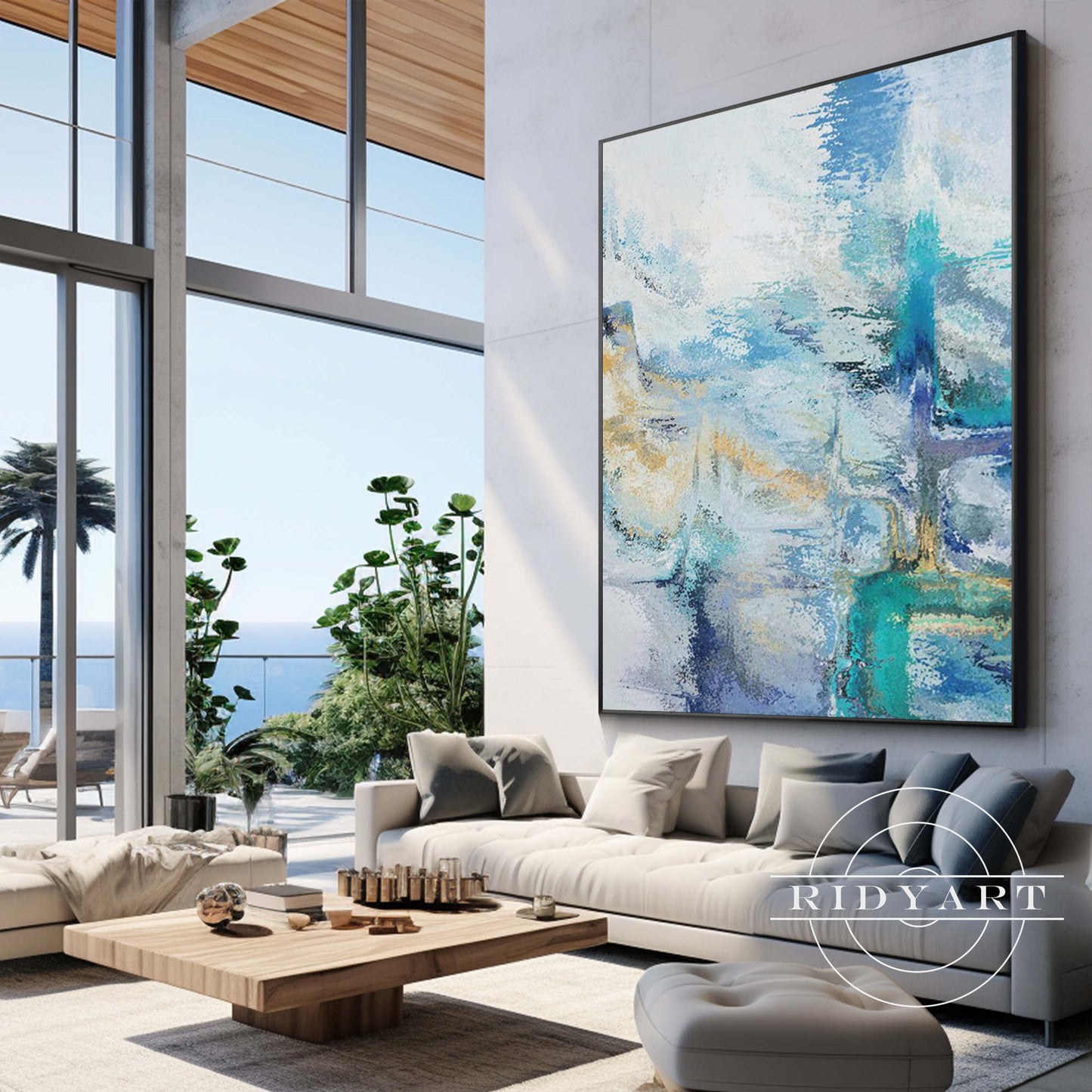 Abstract Blue wall art