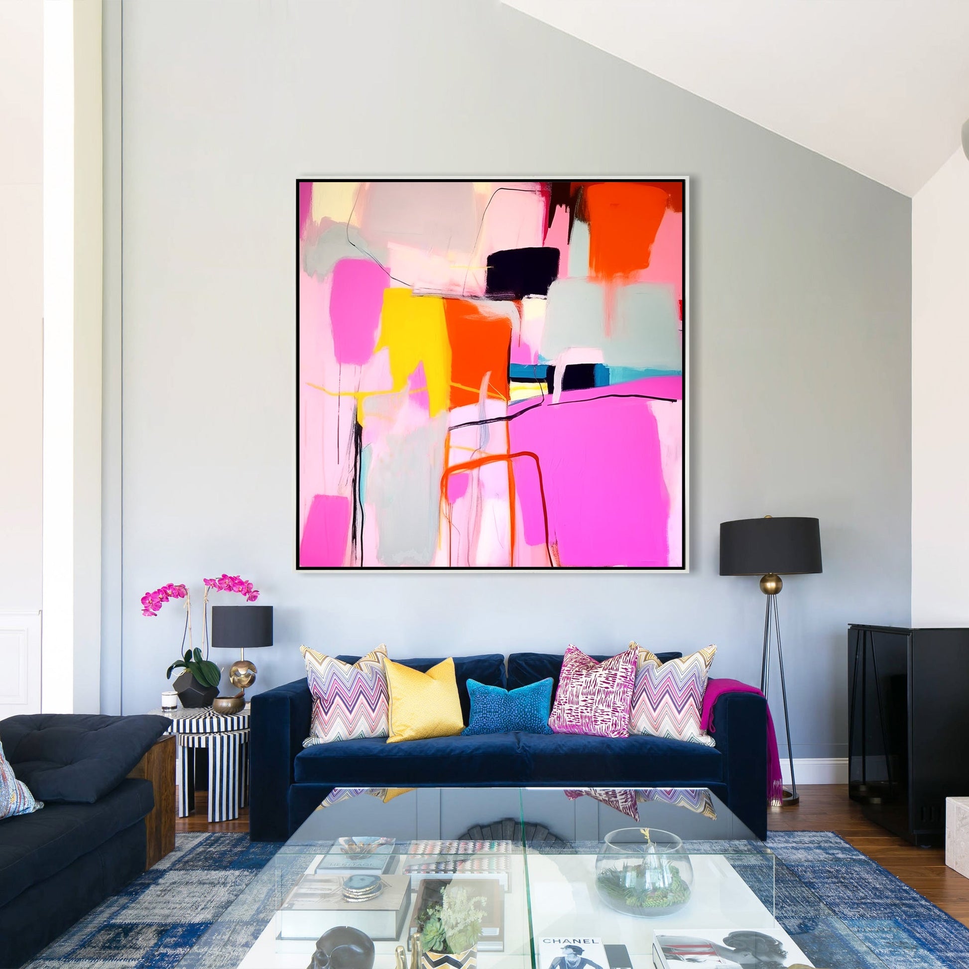 Large Hot Pink Abstract Painting