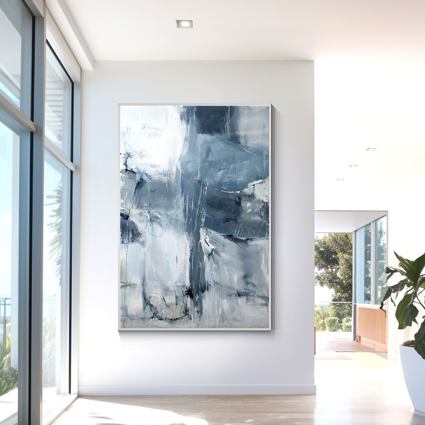 Abstract Gray Blue Painting