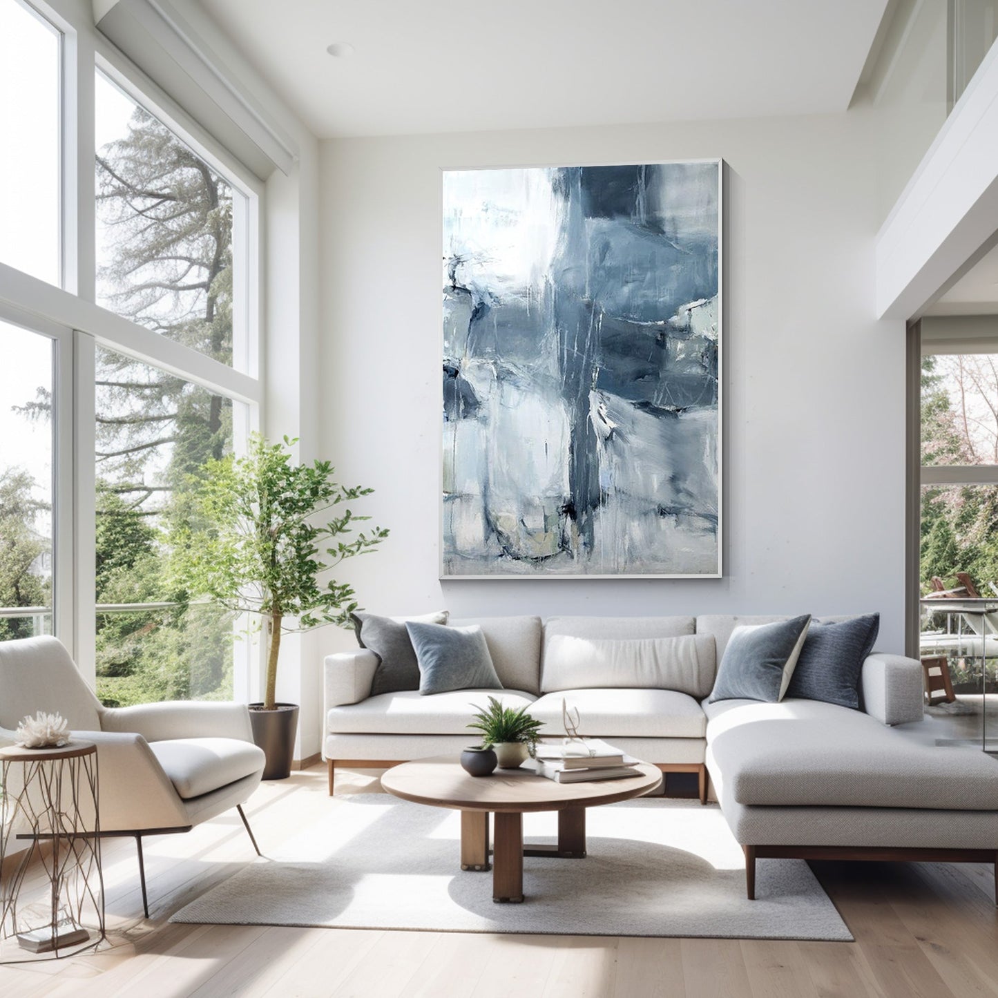 Abstract Gray Blue Painting