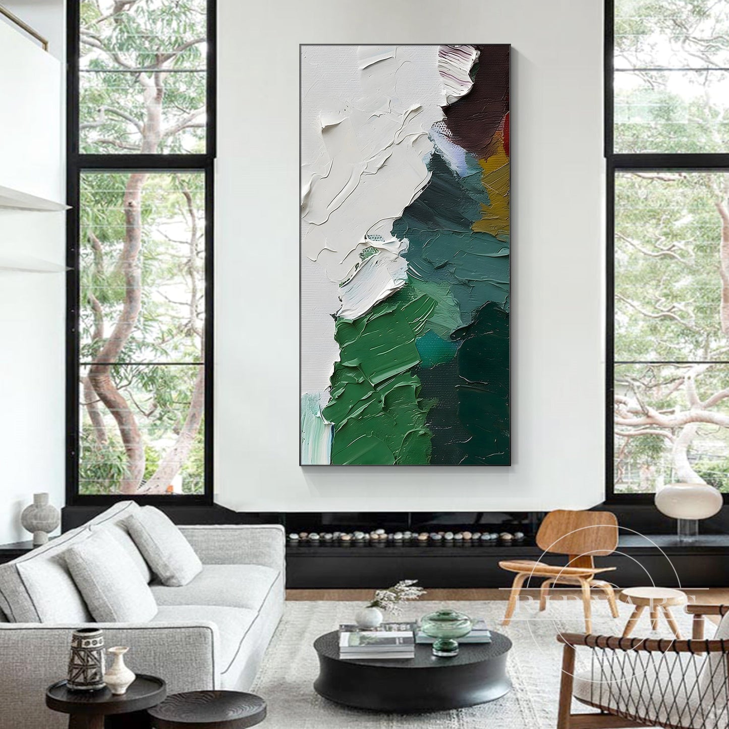 Green abstract wall art-1