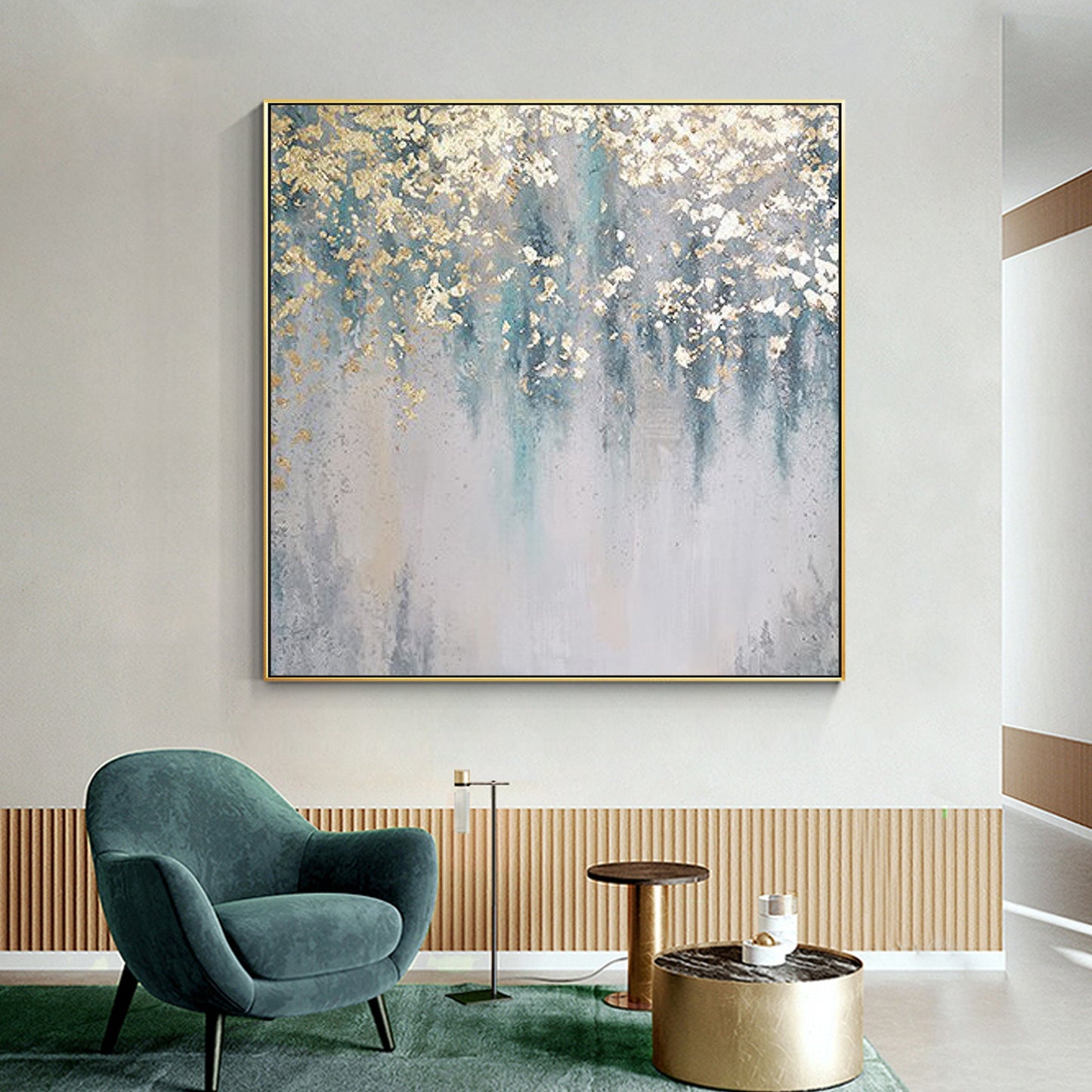 Teal Gold Abstract Art
