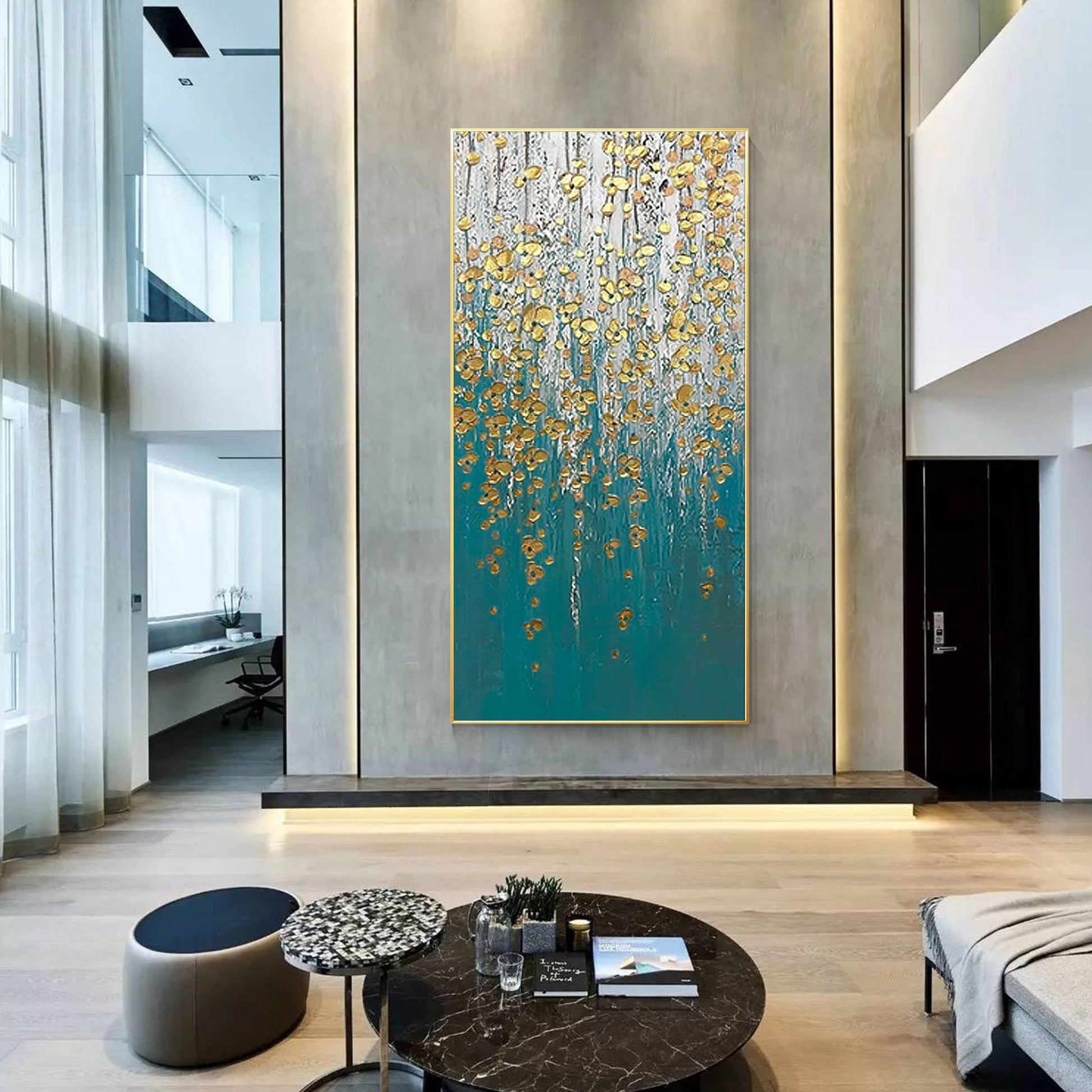 Teal Gold Abstract Wall Art