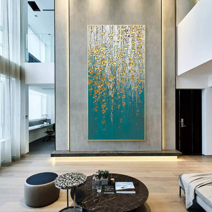 Teal Gold Abstract Wall Art