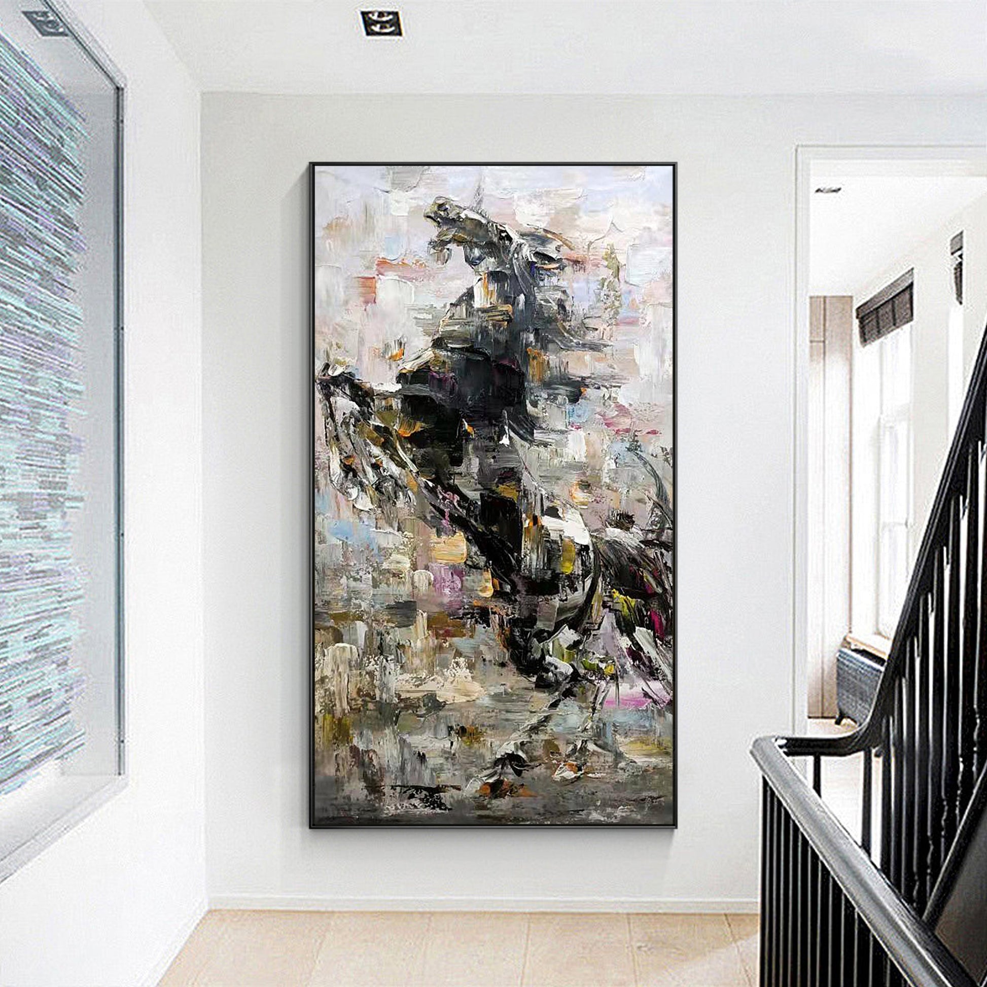 Abstract horse art with palette knife painting
