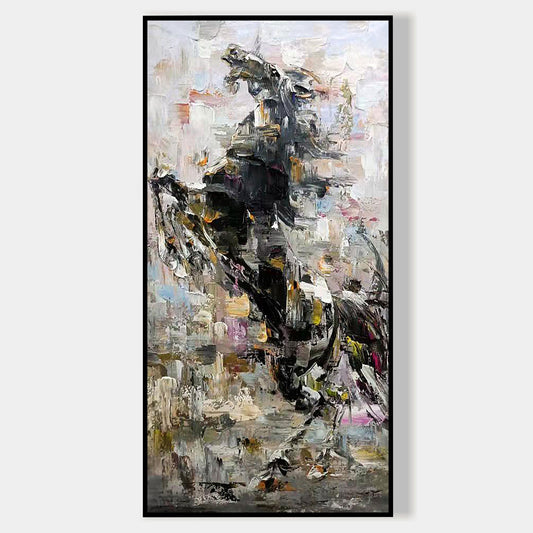 Abstract horse art with palette knife painting