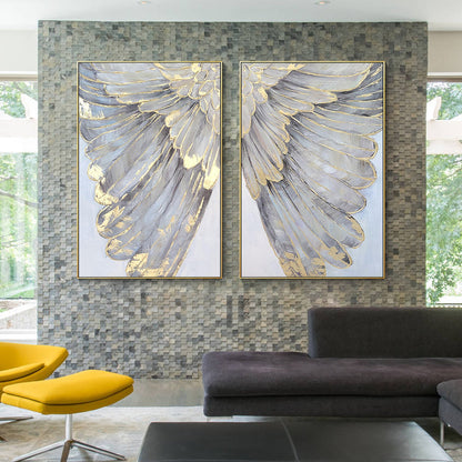Set of 2 feather wall art