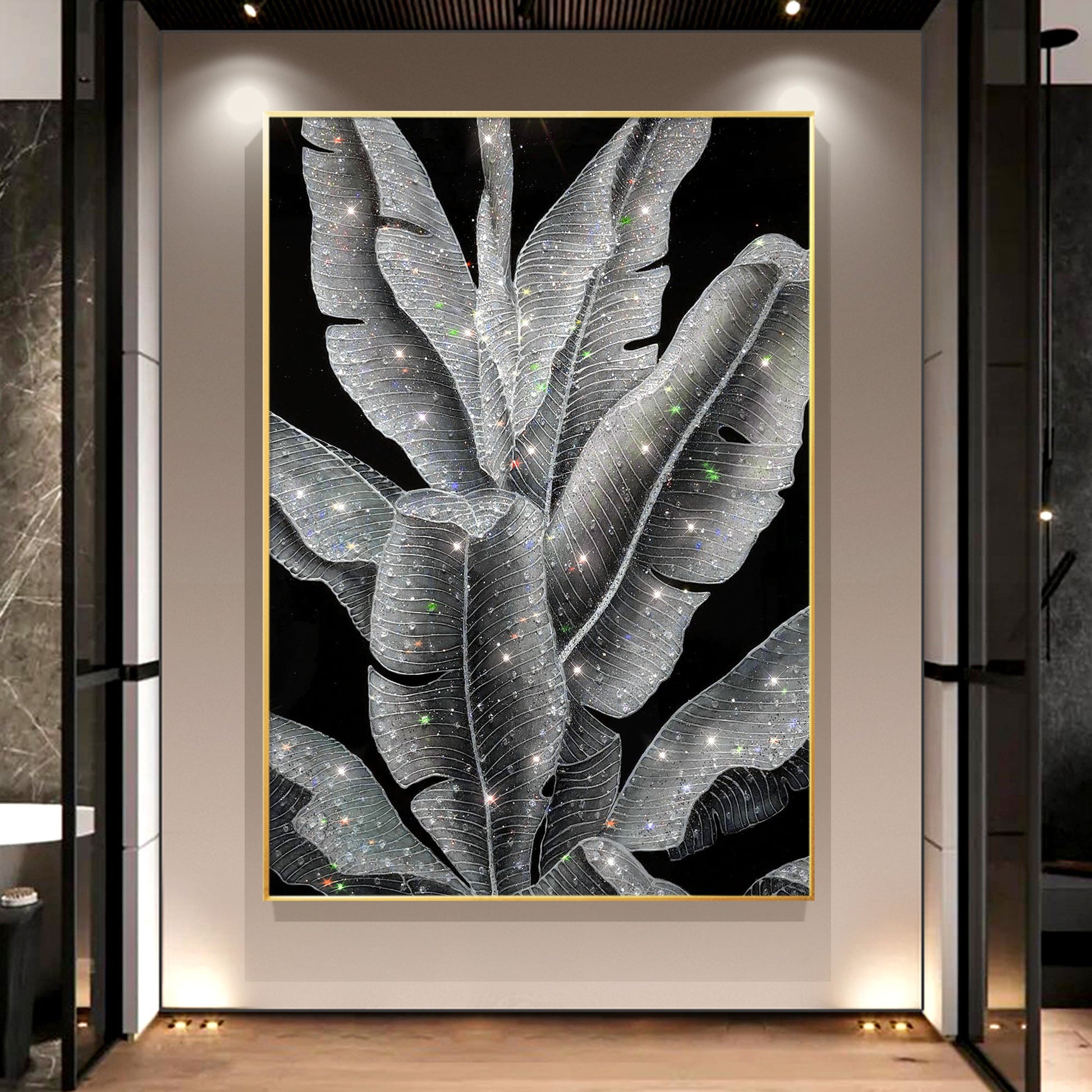 Banana Leaf painting epoxy Geode Crystal Painting-X017