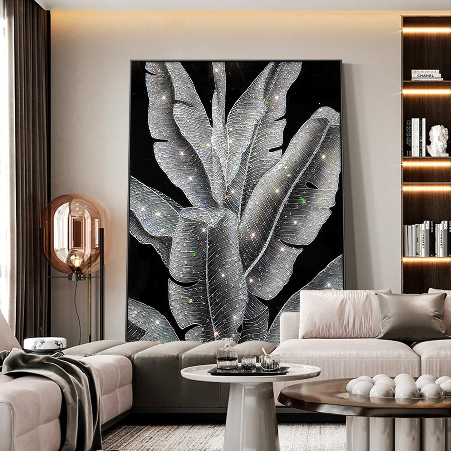 Banana Leaf painting epoxy Geode Crystal Painting-X017