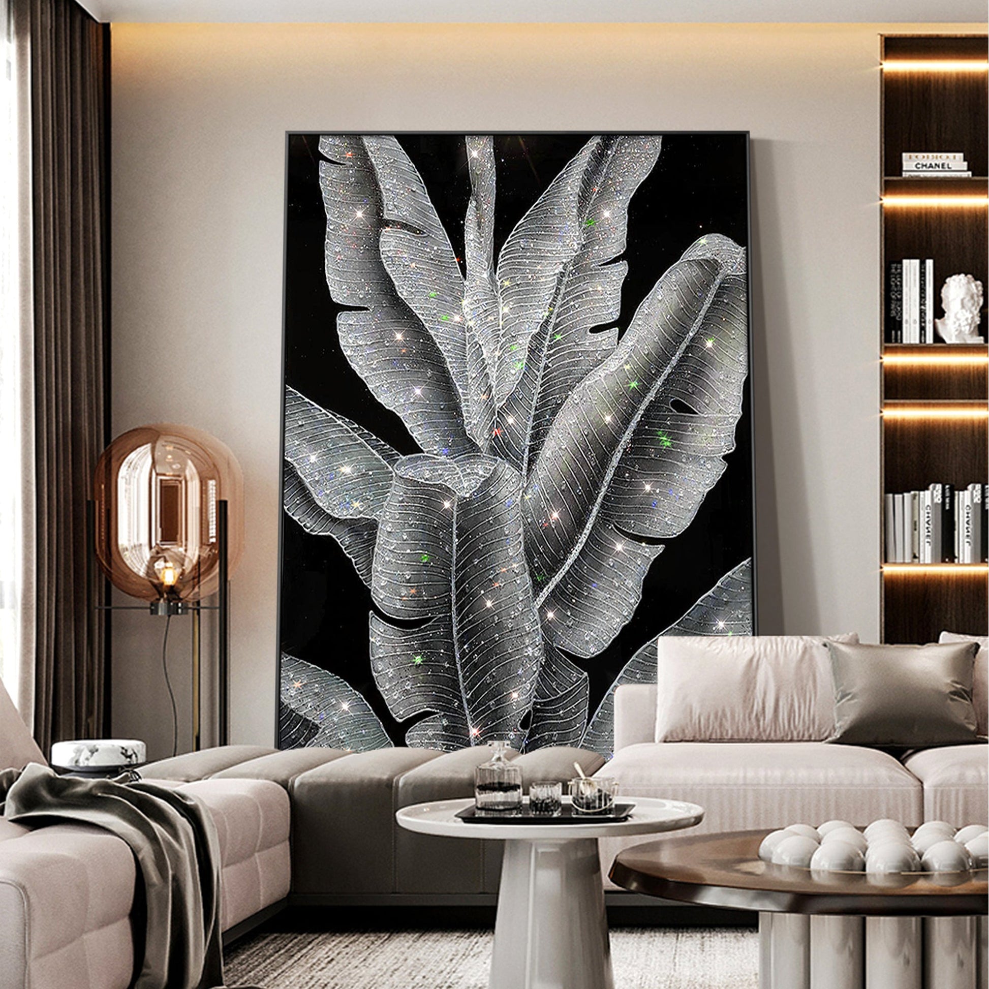 Banana Leaf painting epoxy Geode Crystal Painting-X017