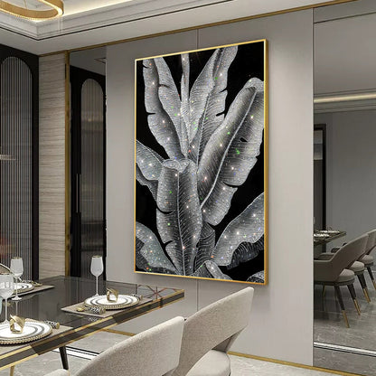 Banana Leaf painting epoxy Geode Crystal Painting-X017