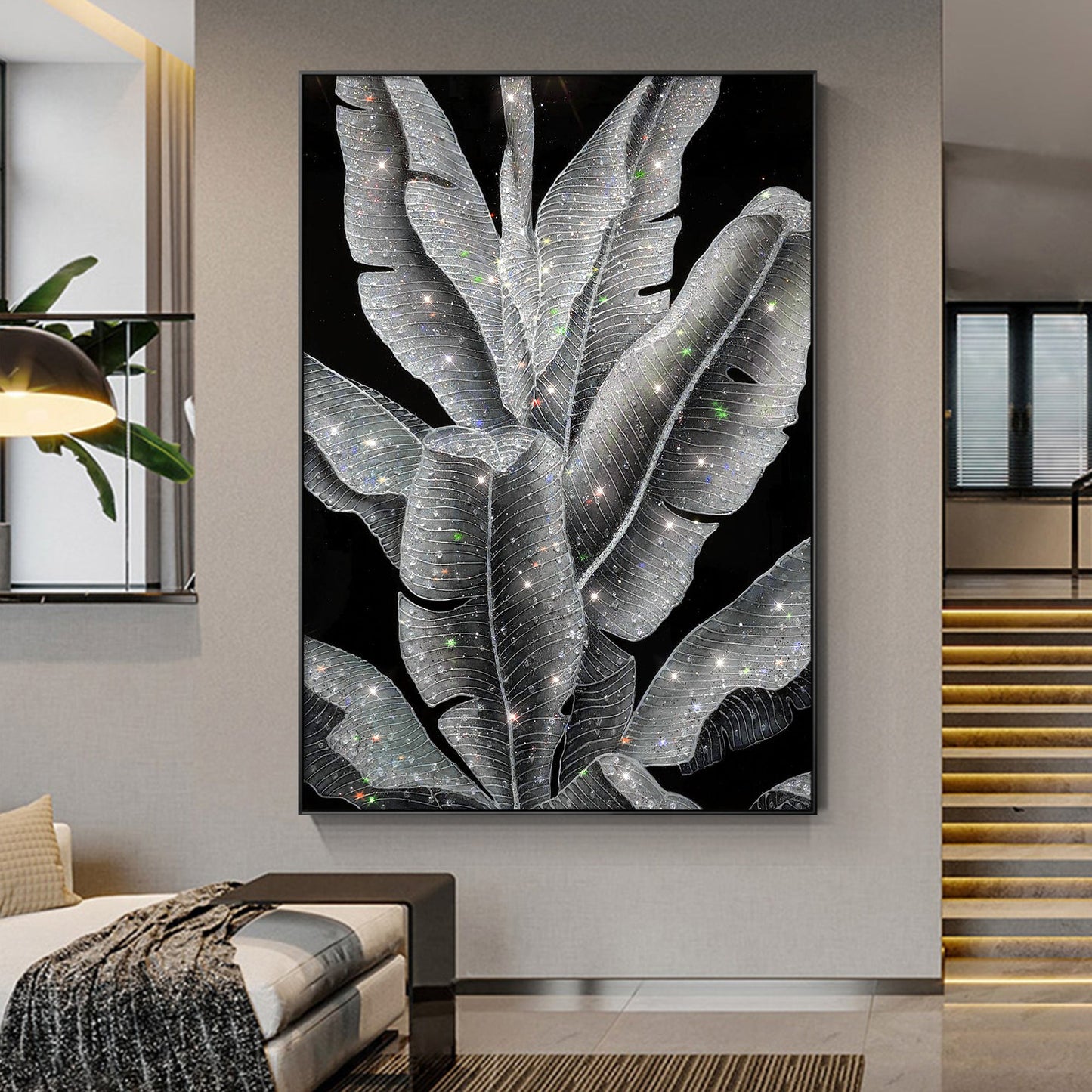 Banana Leaf painting epoxy Geode Crystal Painting-X017