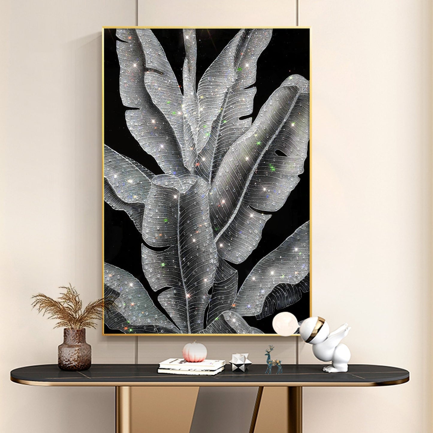 Banana Leaf painting epoxy Geode Crystal Painting-X017