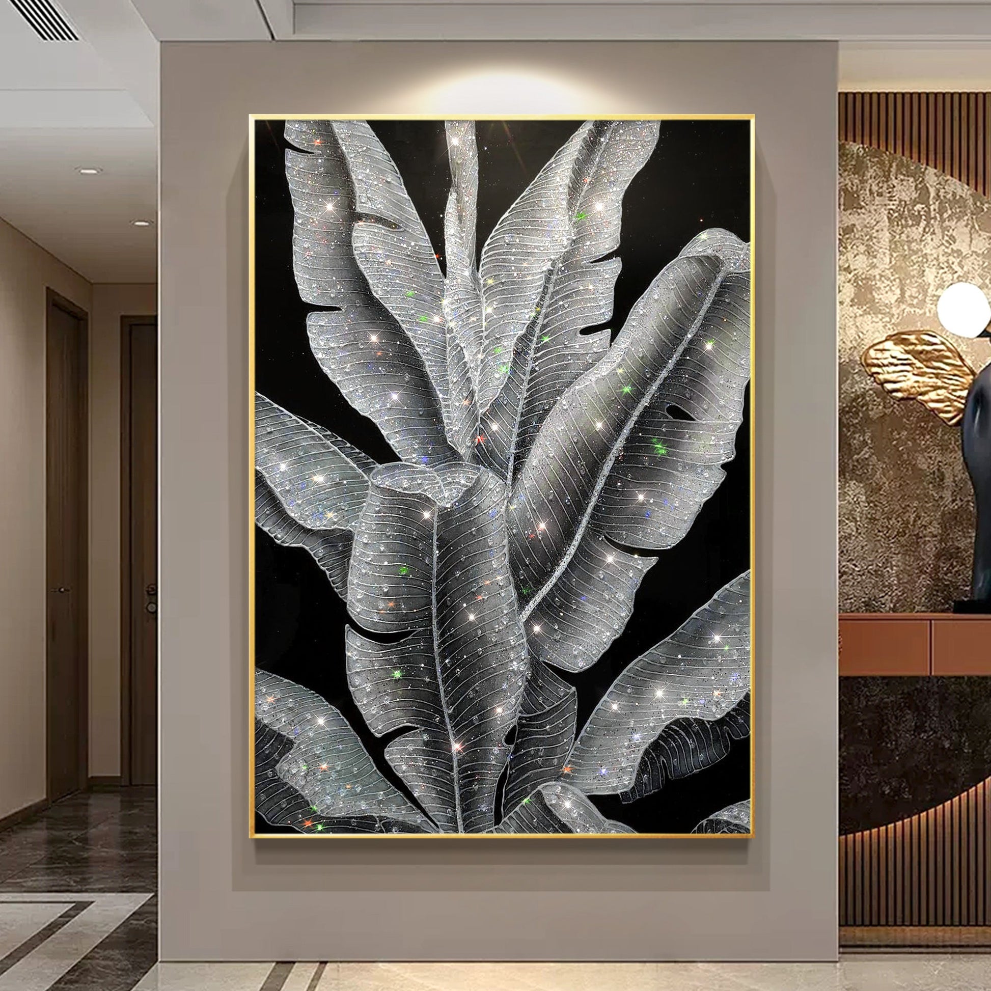 Banana Leaf painting epoxy Geode Crystal Painting-X017