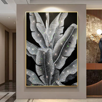 Banana Leaf painting epoxy Geode Crystal Painting-X017