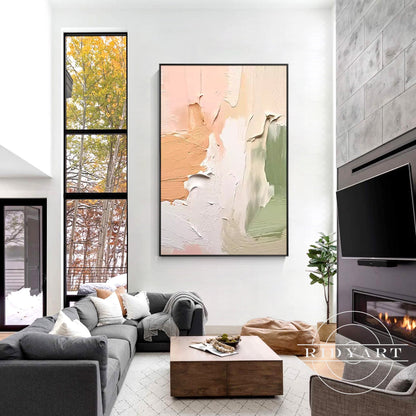 Beige and green wall art