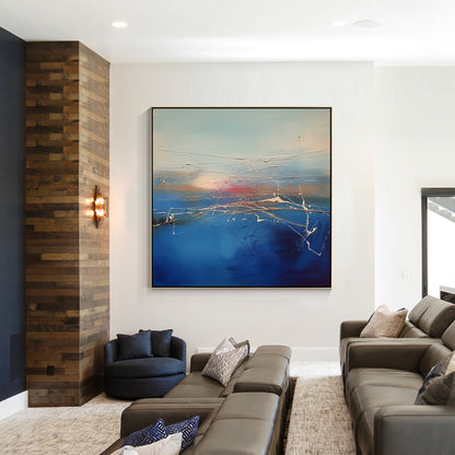 Blue Abstract Painting Textured Square Wall Art