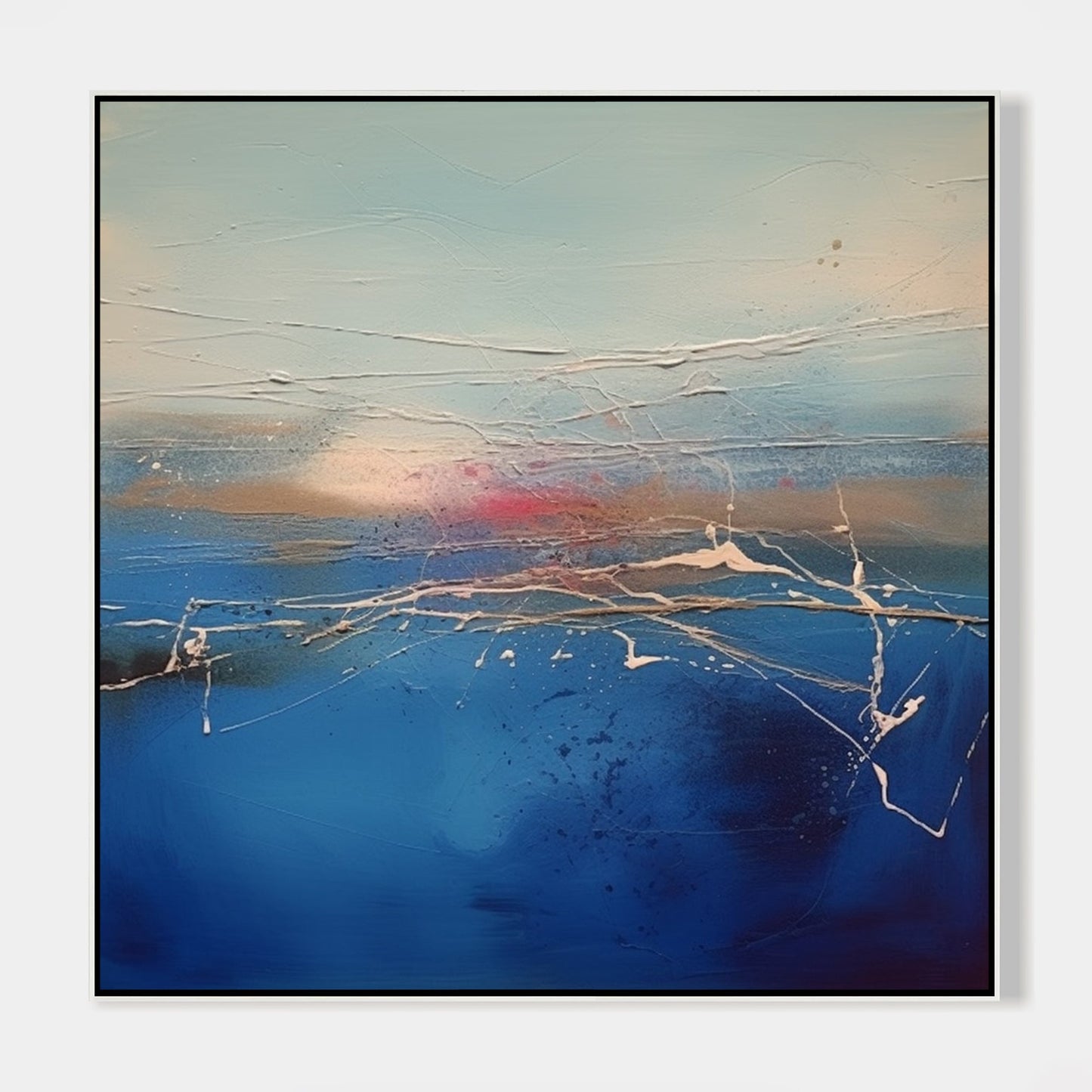 Blue Abstract Painting Textured Square Wall Art