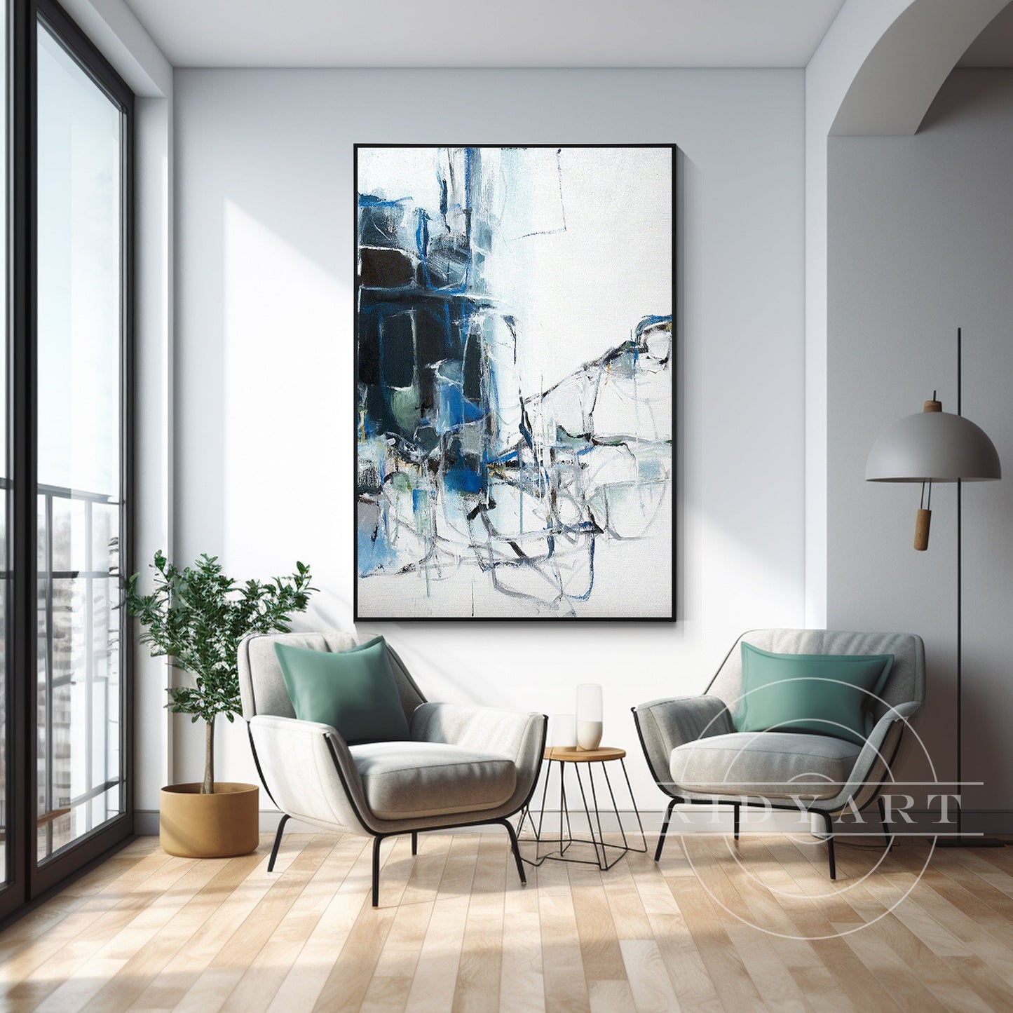Blue Abstract Painting - Extra Large Navy Textured Wall Art