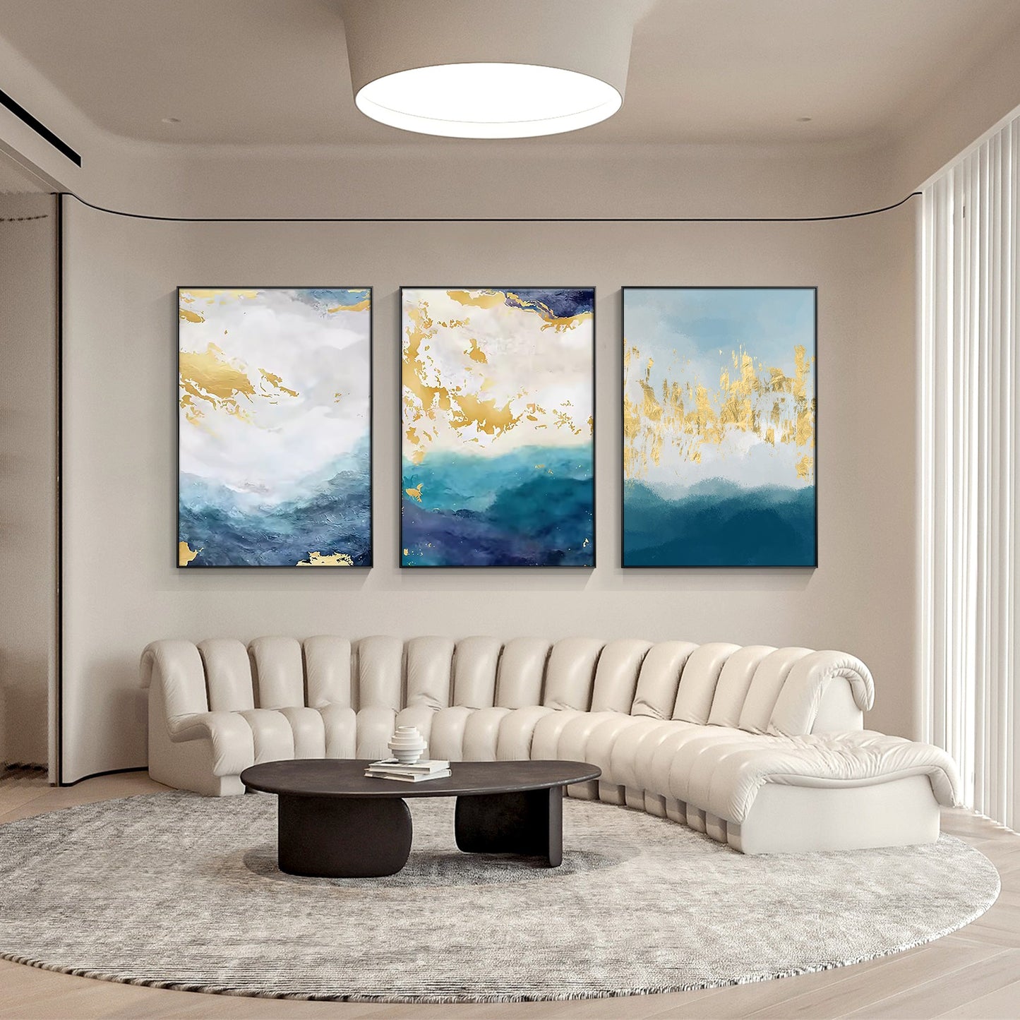 Blue Ocean With Gold Light Art