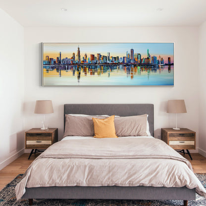 Chicago Sunset Skyline painting